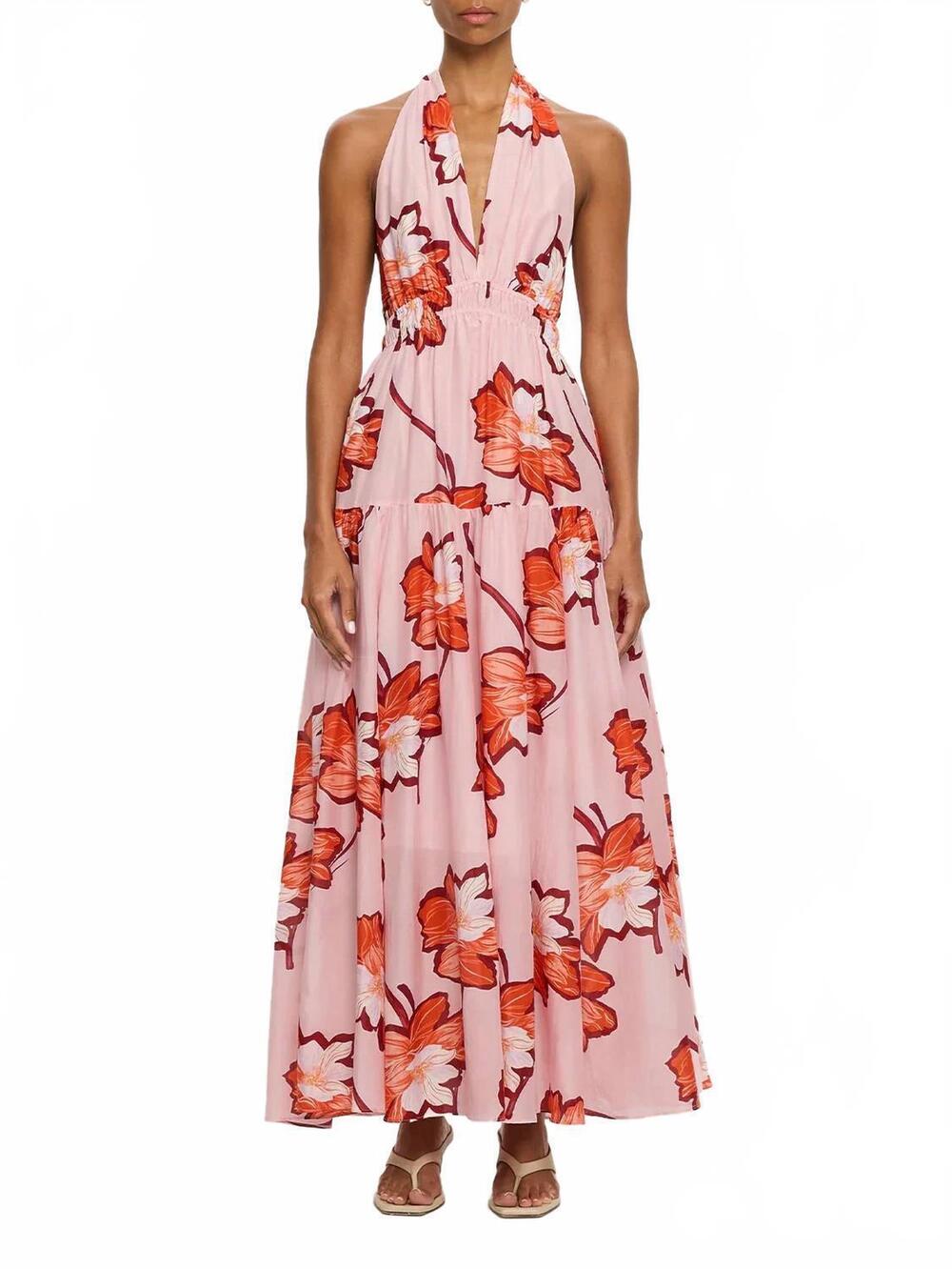 NEW KIVARI lani halter maxi dress in soft pink